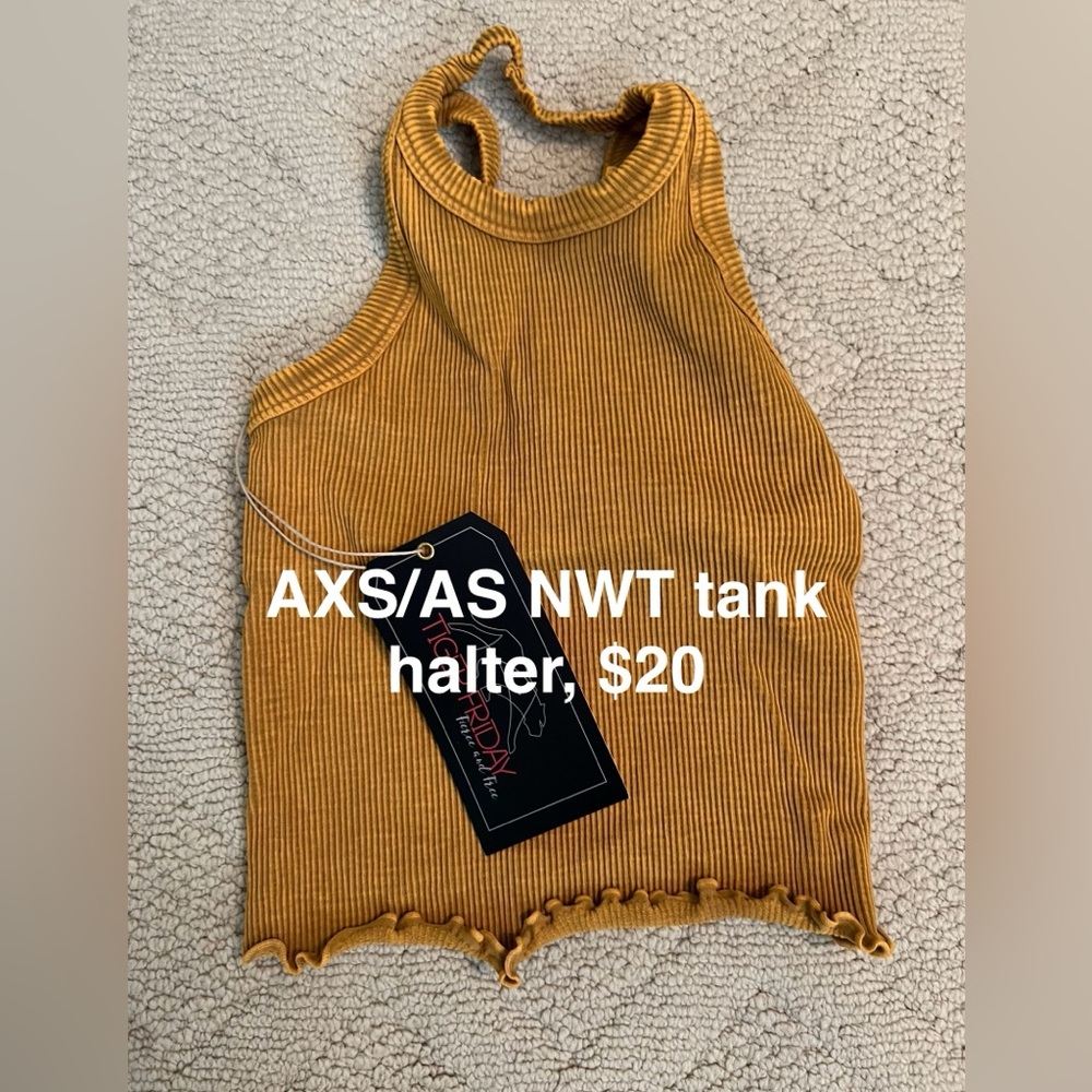 TIGER FRIDAY AXS/AS halter ribbed tank super cute!  Unique color